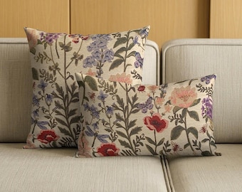 Victorian Floral Cushion Covers | Cottage Decor | Tapestry Fabric Textured Throw Pillow Covers | 14"/16"/18"/20" Made Australia
