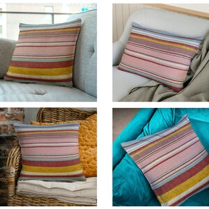 Mexican Fabric Multi-coloured Stripes Cushion Pillow Cover. 18"/20. Cushion Cover Australia