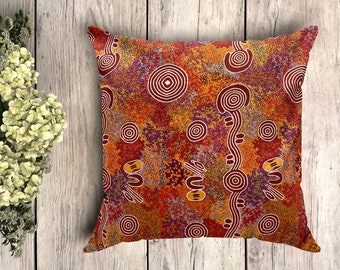 ABORIGINAL FABRIC Diamond Cushion Pillow Cover 41cm Made Australia 16" ABORIGINAL FABRIC Diamond Cushion Pillow Cover 41cm Made Australia 16"