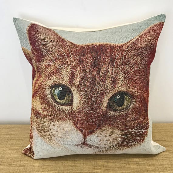 Cat Cushion Cover on Thick Tapestry Fabric. Cat Decorative Etsy