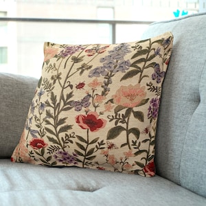 Victorian Floral Cushion Covers | Cottage Decor | Tapestry Fabric Textured Throw Pillow Covers | 14"/16"/18"/20" Made Australia