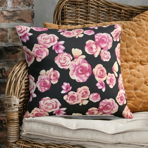 Pink Roses Cushion Covers | Vibrant Floral Throw Pillow Covers | Square & Lumbar Options | 18&quot;/20&quot; Made Australia