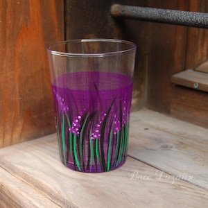 Purple glasses, Lavender glasses, Hand painted glass, Water glass, Juice glasses, Big glasses, Lavender decor, Mother&#39;s day gift