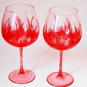 Set of 2 Hand Painted Wine Glasses, Anniversary wine glass personalized, Big wine glasses, Mother&#39;s day gift, Birthday gift , Romantic gift