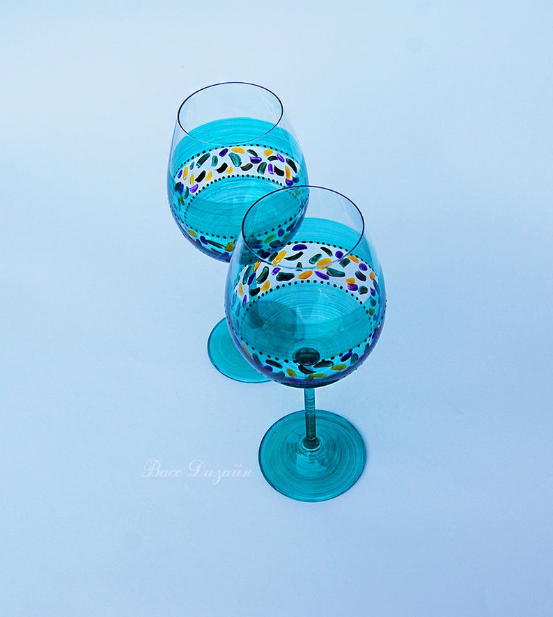 Anniversary Hand Painted Wine Glasses Set of 2 Glasses Etsy