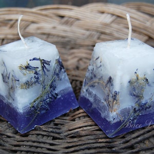 Velas de lavanda, Velas moradas, Velas perfumadas, Velas hechas a mano Flores secas, Vela aromática, Velas románticas, vela botánica