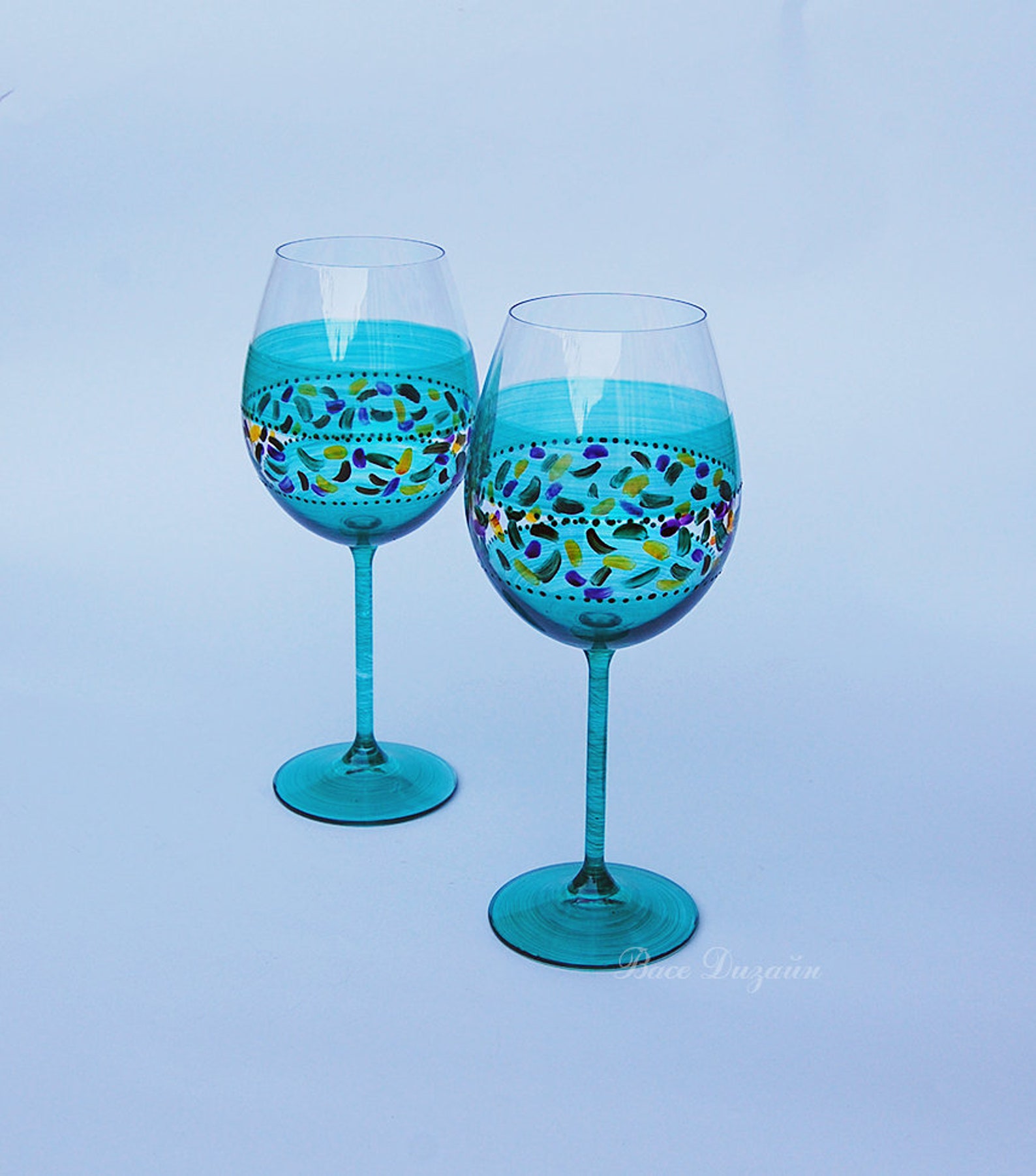 Anniversary Hand Painted Wine Glasses Set of 2 Glasses Etsy