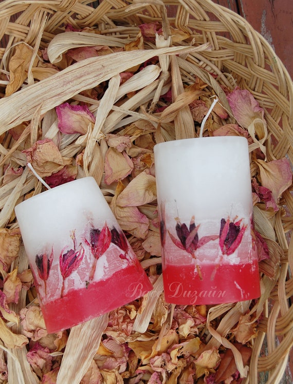Handmade Real Dried Flowers Scented Candles, Aromatherapy Candles