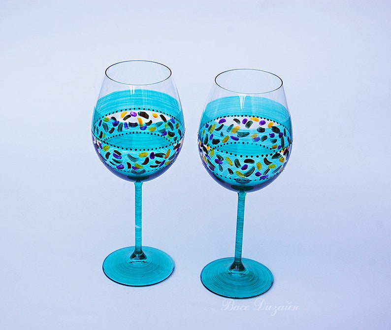 Anniversary Hand Painted Wine Glasses Set of 2 Glasses Etsy