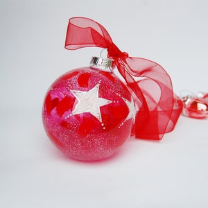 Hand-painted Christmas Ornament Red Blown Glass Ball For Christmas and New Year&#39;s Hand Made Christmas Gift Red glass ball whit stars