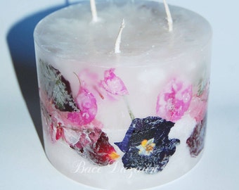 Handmade Flower Candle, Real Flowers, Scented Home Decor