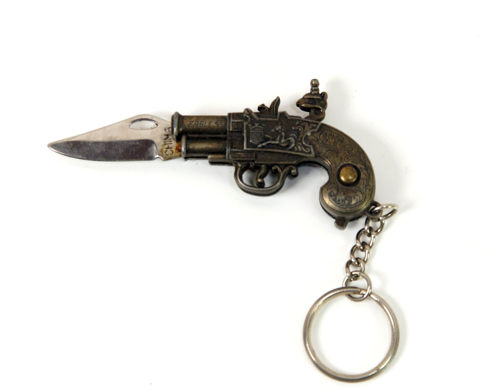 Vintage pocket knife key ring keychain retro pistol knife Etsy