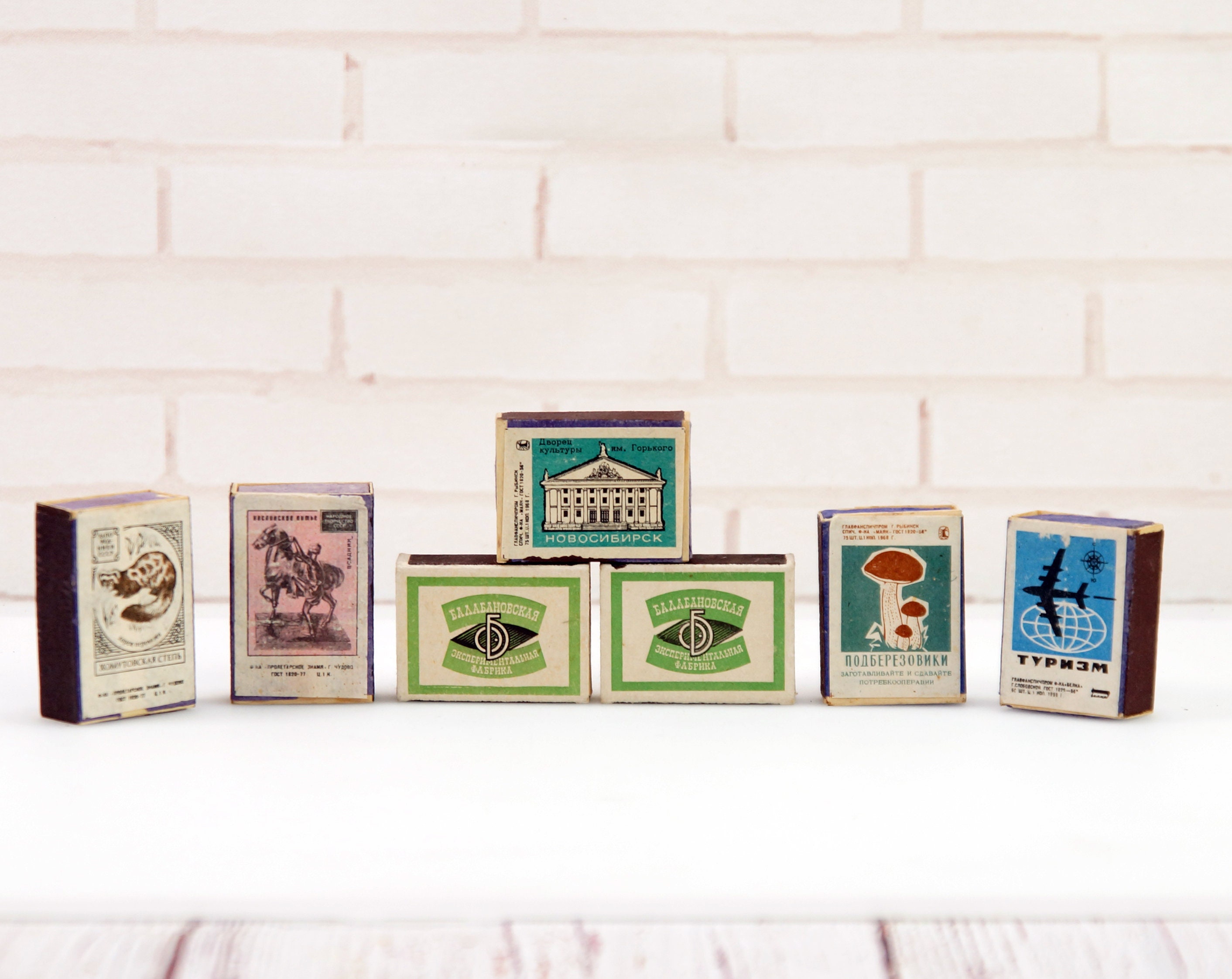 Vintage Russian Soviet Set 7 Matches Matchboxes Old Style Gift Etsy