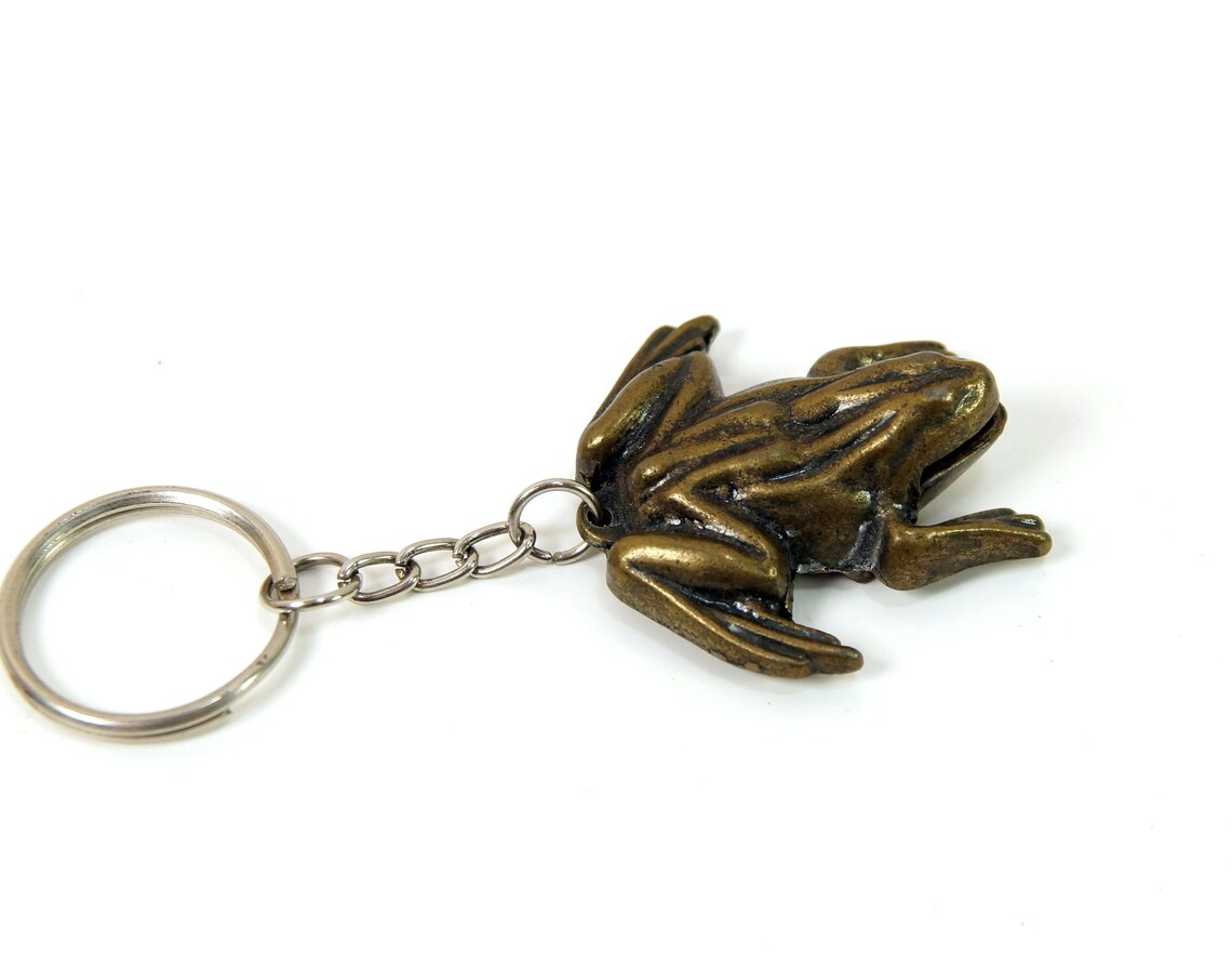 Vintage metal Frog Keychain. Funny vintage Keychain. Accessory Etsy