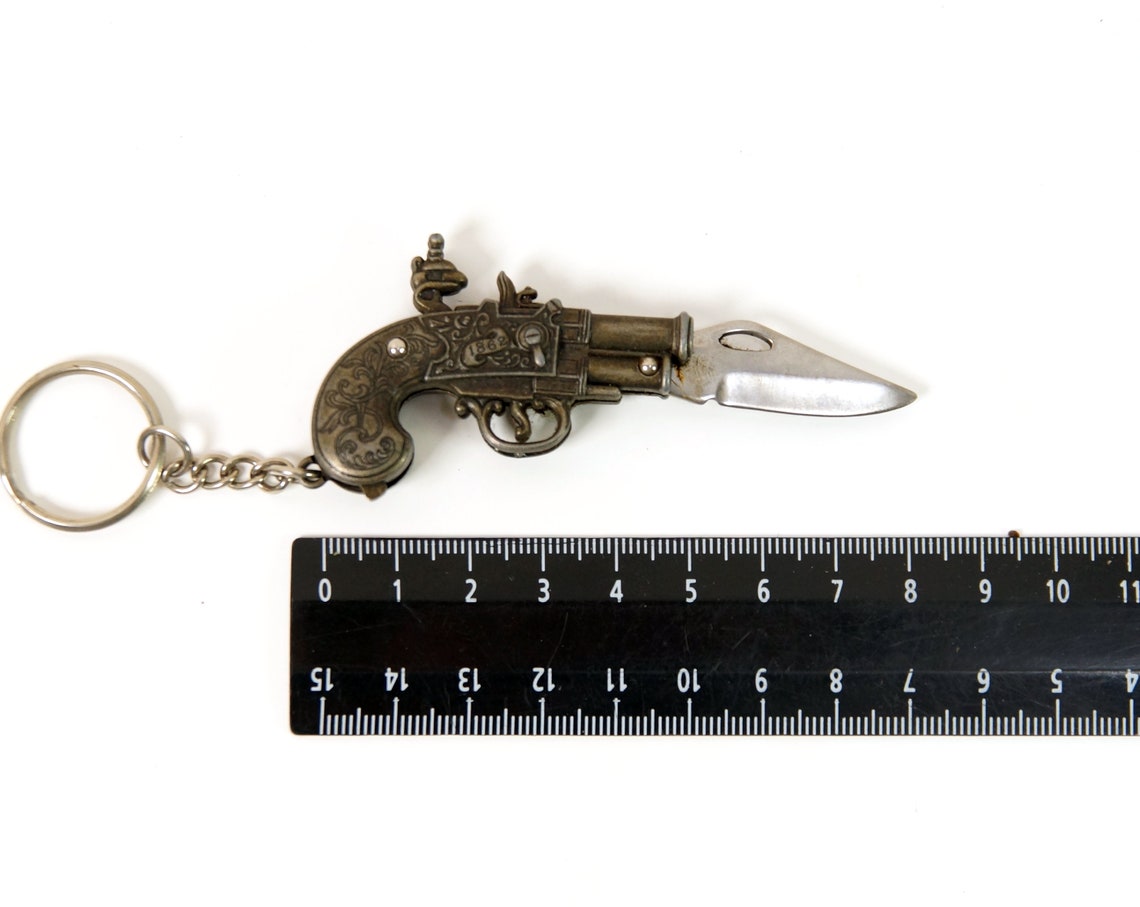 Vintage pocket knife key ring keychain retro pistol knife Etsy
