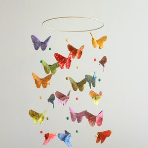 Origami baby mobile Japanese Liberty Butterflies, children's room decoration