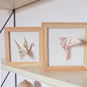 Origami wall art : Japanese Crane and Dove, Poetic Wall Decoration for Baby and Child's Room, Textured Paper Wall Art