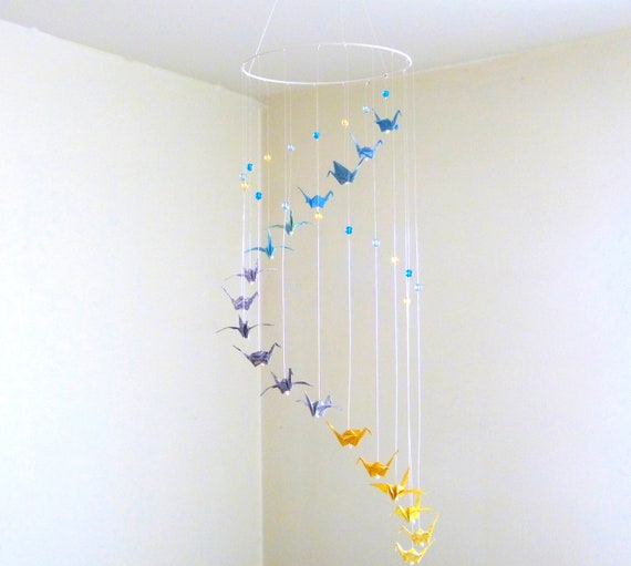Origami Baby Mobile Spiral Mobile Paper Crane Origami Etsy