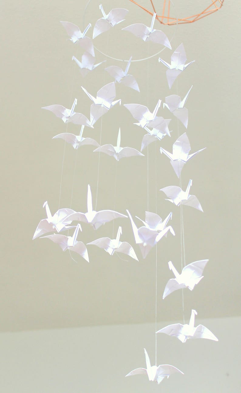 Mobile origami Triple Spirale de Grues oiseaux blancs Etsy