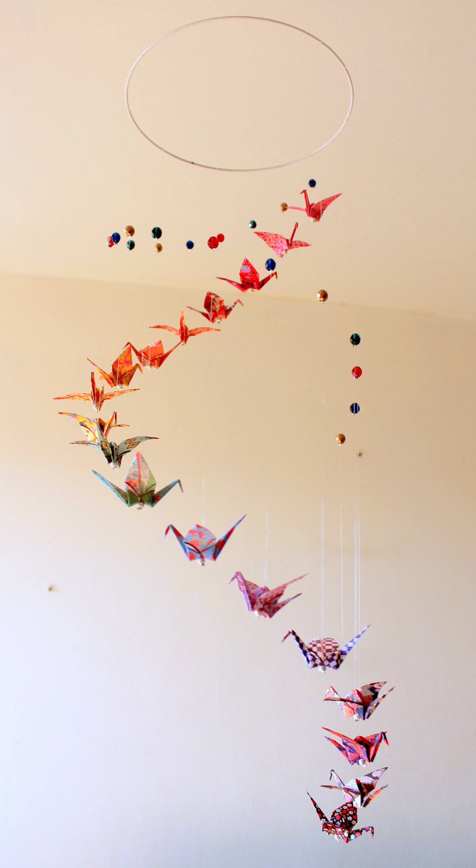 Origami Mobile For Baby Spiral Paper Cranes Japanese Etsy Origami Mobile For Baby Spiral Paper Cranes Japanese Etsy