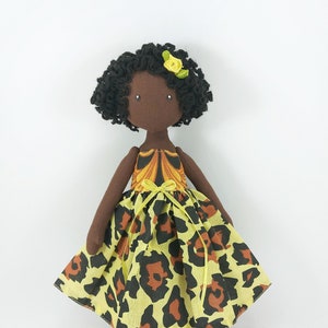 Black fabric doll, African doll, Rag angel doll, Small soft doll, Textile Doll, Tilda Doll