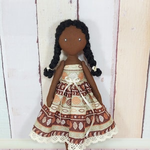 Black doll, African doll, Rag angel doll, Small soft doll, Textile Doll, Tilda Doll