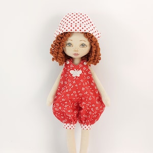 Small rag doll 12&quot; in detachable overalls