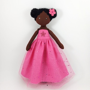 Black fabric princess doll, African doll, Rag angel doll, Small soft doll, Textile Doll, Tilda Doll