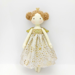 Handmade white christmas rag doll angel, princess, Textile doll Tilda doll