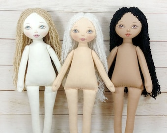 Little 12&quot; stuffed rag doll without clothes handmade rag doll