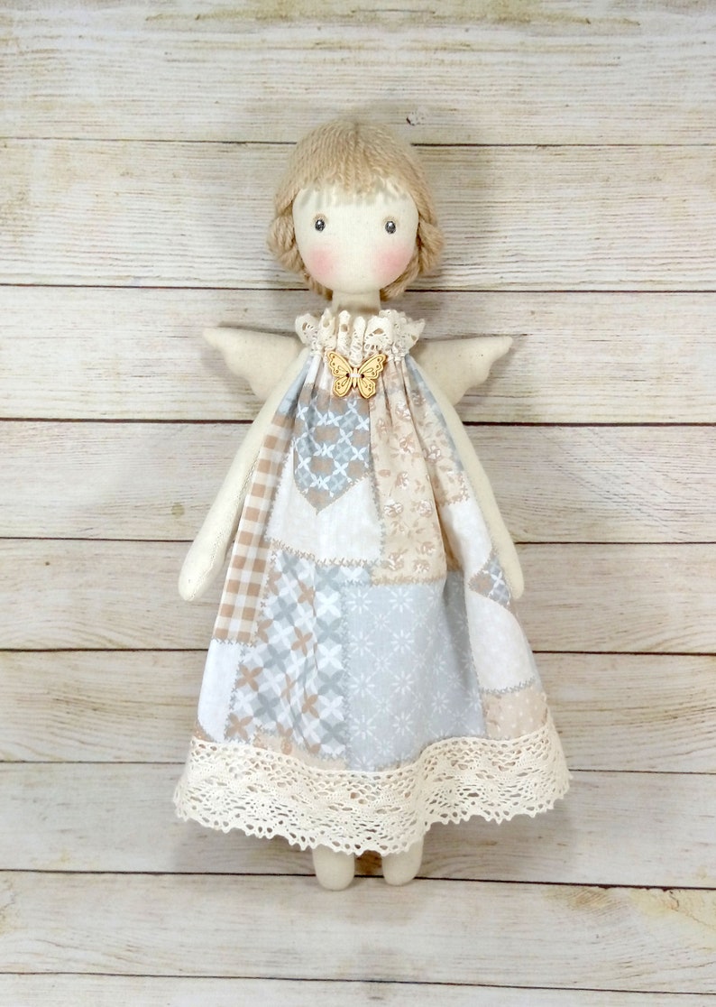 White rag doll angel Christmas textile doll fairy Rag doll | Etsy