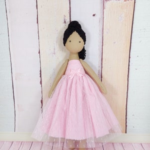 black ballerina doll, Textile Doll, Tilda Doll