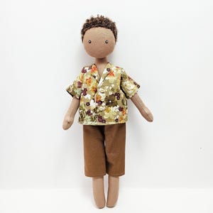 Doll boy Rag doll, rag black doll boy Textile Soft doll, Small soft doll