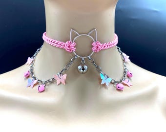 Choose Your Colours | Red Gold Silver Bell Collar Choker