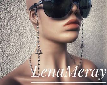 Celestial Stainless Steel Sunglasses Chain - Moon and Stars Gothic Accessories