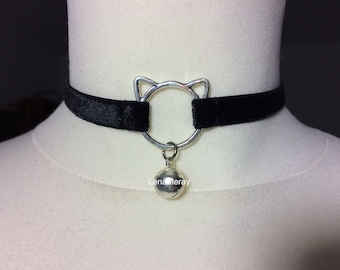 Kitten Bell Velvet Choker | Dark Lolita Style, Cat Lover Gift
