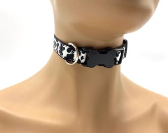 Soft Play Collar with D-Ring | Velvet or Printed Strap Choker