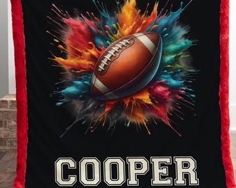 Personalized Football Splash Blanket – Custom Name Throw for Sports Fans