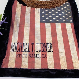 America Flag, Personalized Blanket For Adults, Military Couple Gift, Housewarming Gift For Men, Military Veteran Gift, Unique Son Gift