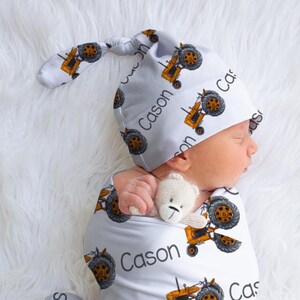 Tractor Swaddle, Personalized Tractor Swaddle, Newborn Swaddle, Farm Decor, Custom Swaddle, Tractor Baby Shower Gift, Hospital Swaddle
