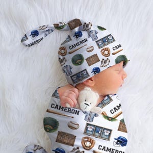 Personalized Baseball Themed Baby Swaddle – Custom Name Blanket for Newborn Boys
