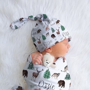 Woodland Swaddle, Woodland Creature Swaddle, Woodland Animals Nursery Bedding, Swaddle Set, Baby Woodland Gift, Baby Shower Woodland,