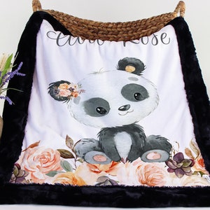 Panda Blanket, Personalized Blanket Throw, Custom Baby Blanket Girl, Custom Animal Blanket, Car Blanket, Baby Girl Gift Goddaughter,