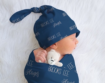 Baby Name Swaddle, Personalized Swaddle, Newborn Swaddle, Custom Baby Swaddle, Swaddle And Hat,  Swaddle Blanket And Headband, Girl And Boy