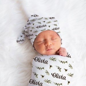 Olive Swaddle Personalized, Custom Olive Baby Swaddle, Olive Baby Shower Gift, Olive Nursery Theme, Newborn Girl Swaddle, Hospital