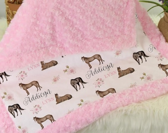 Horse Blanket Personalized, Horse Blanket For Girls, Kids Name Blanket, Horse Lovers Gift, Personalized Horse Gifts, Horse Throw, Custom