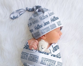 Baby Custom Name Swaddle, Newborn Boy Swaddle Set, Name Swaddle, Personalized Swaddle Blanket Boy, Hospital Swaddle Blanket,Baby Shower Gift