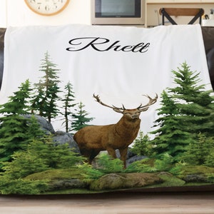 Deer Blanket, Deer Baby Blanket, Camping Theme Birthday, Camping Wedding Shower, Kids Personalized Throw Blanket, Toddler Nap Blanket, Gift