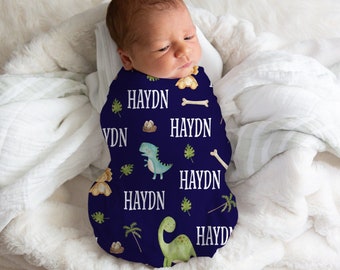 Dinosaur Swaddle, Dinosaur Blanket Personalized, Dinosaur Nursery Decor, Dinosaur Baby Shower Gender Neutral, Baby Boy Swaddle, Newborn Gift