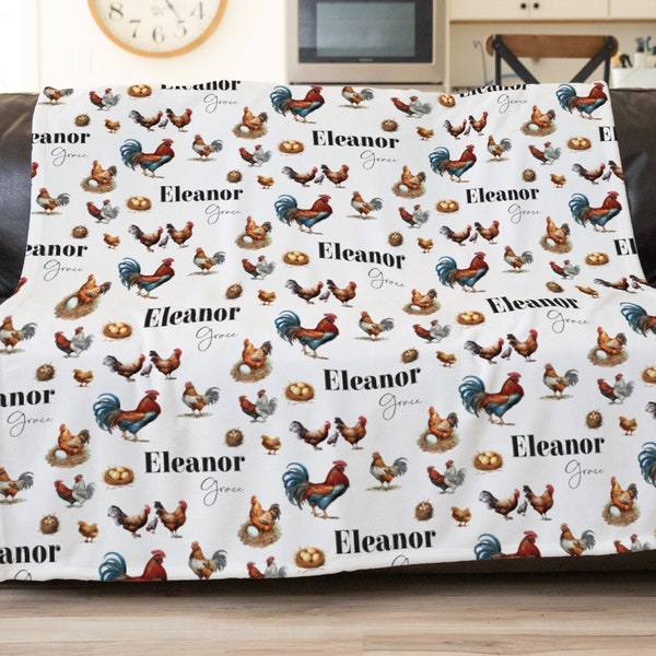 Personalized Chicken Blanket, Best Chicken Gifts, Chicken Decorations, Chicken Bedroom Decor, Chicken Birthday Gift, Toddler Nap Blanket